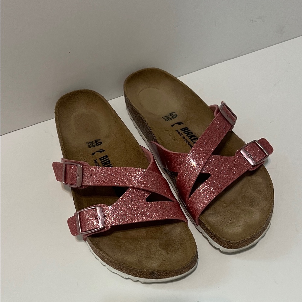 Birkenstock Yao Suede Leather Washed Metallic Pink - Women’s size 40 (9-9.5)